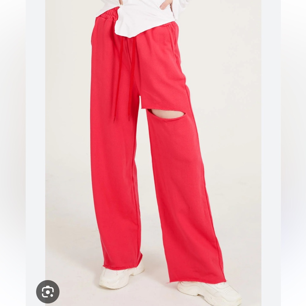 Storets Nadia red slash wide leg sweatpants s/m